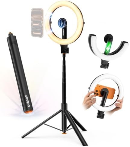 Magnetic phone tripod with ring light