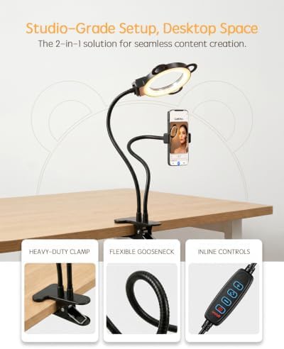 Flexible arm ring light for laptops — photo 3