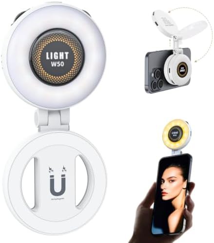 Magnetic rechargeable selfie light for phones